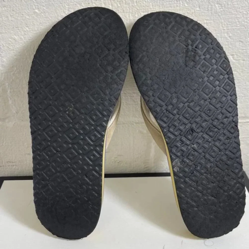 Tory Burch 70s Platform Calcare Sterling Grey Flip‎ Flop Slip On Women's 9 M